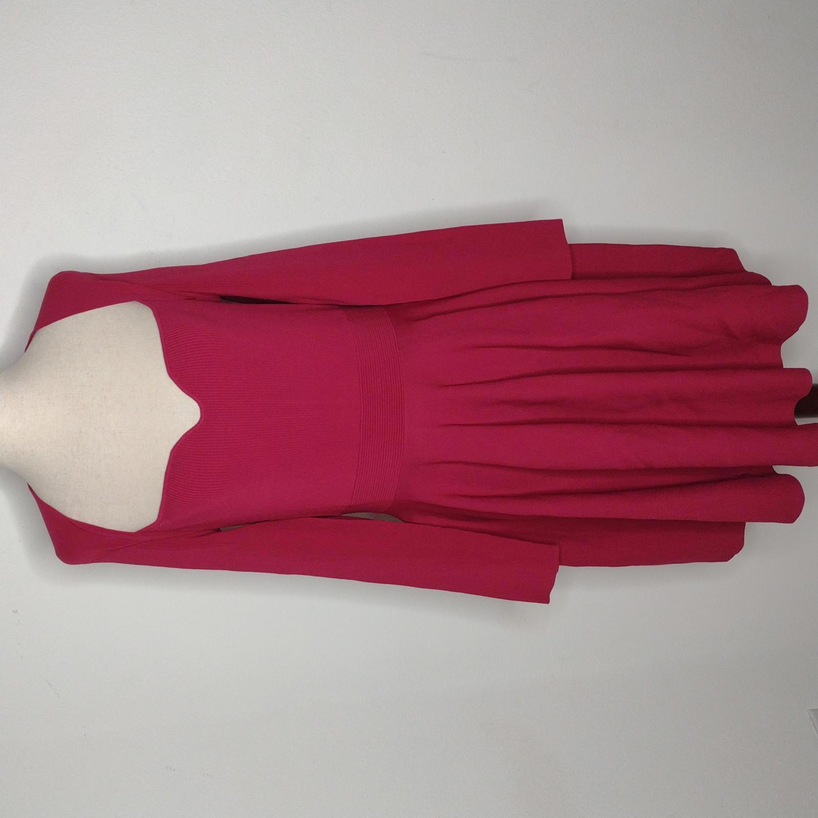 Nwt Ted Baker Women's Deep Pink/Long Sleeve Knitted Sweetheart Dress Size 4